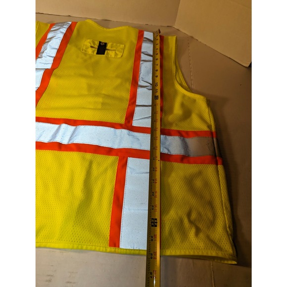 High VIS Vest Men's Large Yellow Orange Reflective Mesh Towing Highway - Picture 10 of 10